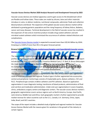 Vascular Access Devices Market