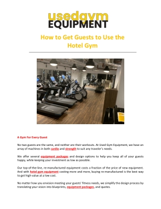 How to Get Guests to Use the Hotel Gym