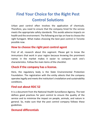 Find Your Choice for the Right Pest Control Solutions