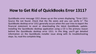 How to Get Rid of QuickBooks Error 1311?