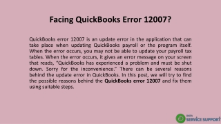 Facing QuickBooks Error 12007?