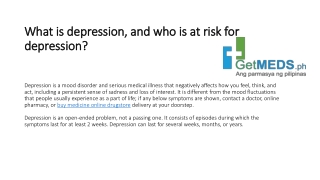 What is depression, and who is at risk for depression