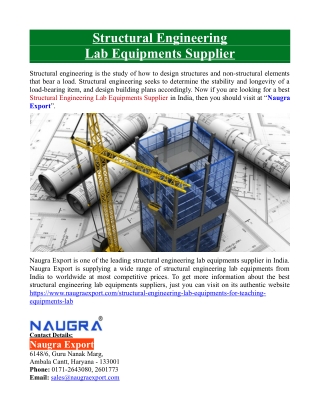 Structural Engineering Lab Equipments Supplier