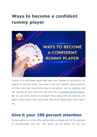 Best ways to become a confident rummy player