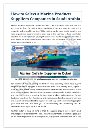 How to Select a Marine Products Suppliers Companies in Saudi Arabia