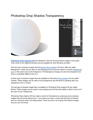 Photoshop Drop Shadow Transparency