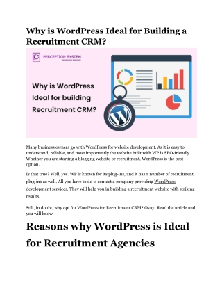 Why is WordPress Ideal for building a Recruitment CRM?