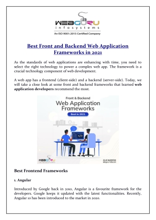 Best Front and Backend Web Application Frameworks in 2021