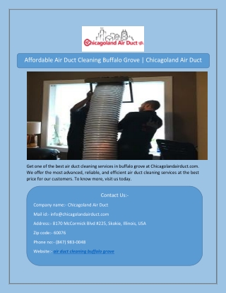 Affordable Air Duct Cleaning Buffalo Grove | Chicagoland Air Duct