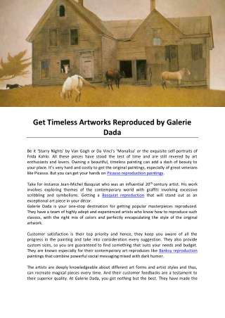 Get Timeless Artworks Reproduced by Galerie Dada