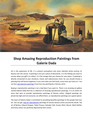 Shop Amazing Reproduction Paintings from Galerie Dada