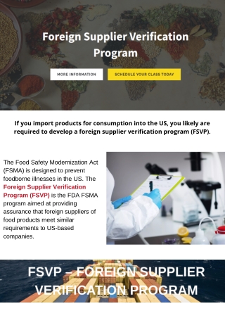 Foreign Supplier Verification Program Courses
