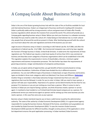 A Compaq Guide About Business Setup in Dubai
