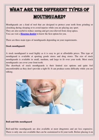 What are the different types of Mouthguard