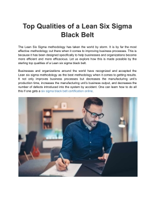 Top Qualities of a Lean Six Sigma Black Belt