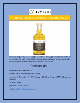 Truffle Oil Supplier Singapore | Trearth.com.sg