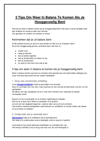 3 Tips Om Weer In Balans Te Komen Als Je Hooggevoelig Bent