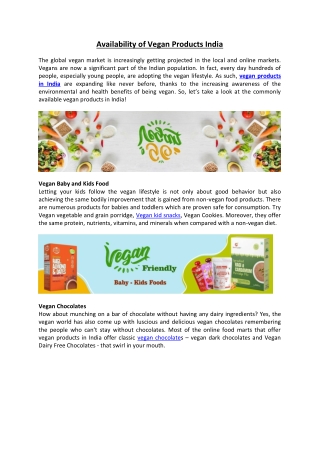 Availability Of Vegan Products India