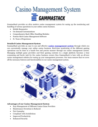 Casino Management System-Gammastack