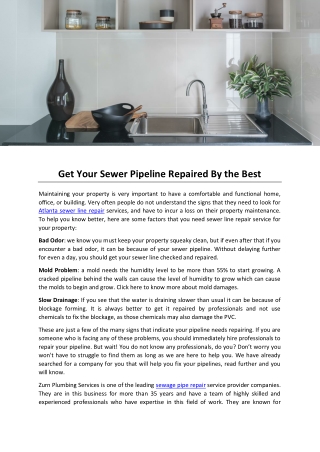 Get Your Sewer Pipeline Repaired By the Best