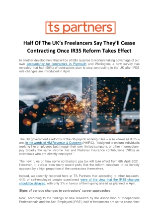 Half Of The UK’s Freelancers Say They’ll Cease Contracting Once IR35 Reform Takes Effect