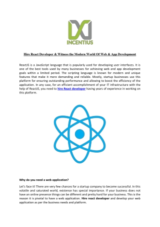 Hire React Developer & Witness the Modern World Of Web & App Development-converted