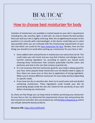 How to choose best moisturizer for body