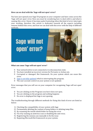 How to Fix Error Sage will not Open