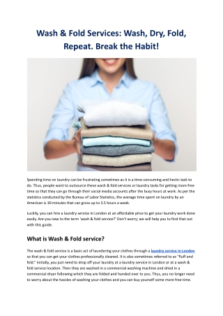 Wash & Fold Services - Wash, Dry, Fold, Repeat. Break the Habit!
