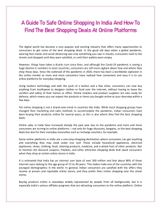 A Guide To Safe Online Shopping In India And How To Find The Best Shopping Deals At Online Platforms