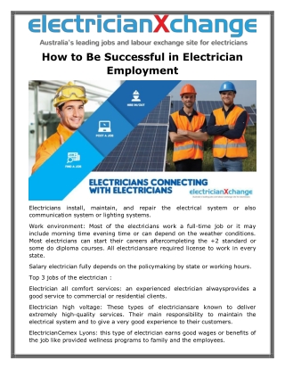 How to Be Successful in Electrician Employment