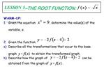 LESSON 5 THE ROOT FUNCTION: .
