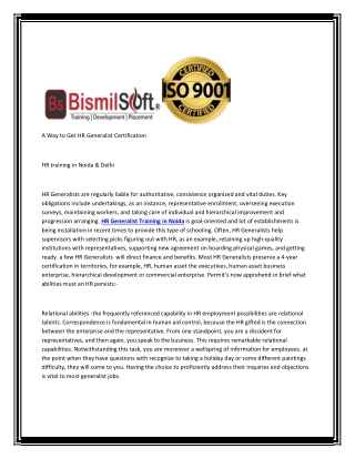 A Way to Get HR Generalist Certification