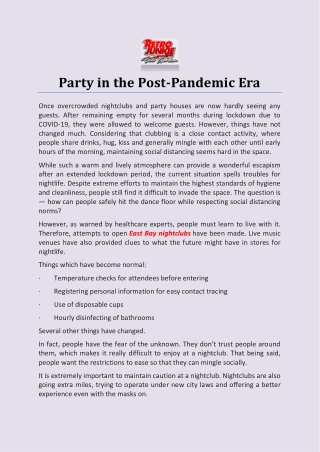 Party in the Post-Pandemic Era