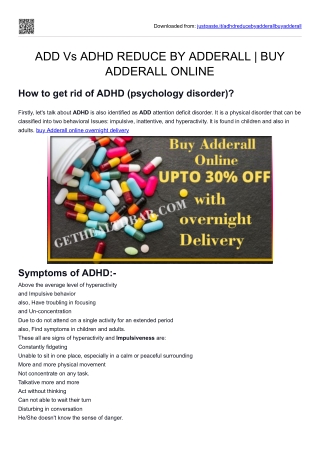 ADD Vs ADHD REDUCE BY ADDERALL  BUY ADDERALL ONLINE