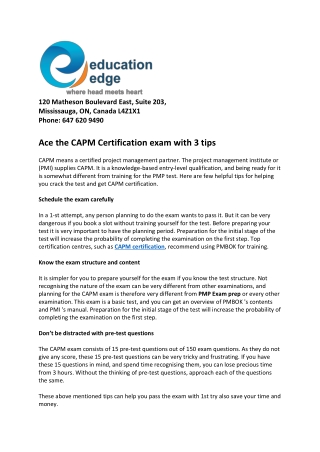 Ace the CAPM Certification exam with 3 tips