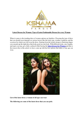 Latest Dresses for Women Type of Latest Fashionable Dresses for every Woman-converted