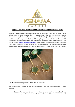 Types of wedding jewellery you must have with your wedding dress-converted