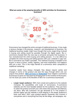 What are some of the amazing benefits of SEO activities for Ecommerce business
