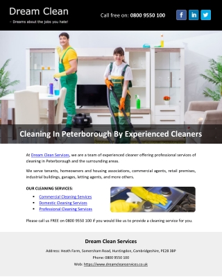 Cleaning In Peterborough By Experienced Cleaners
