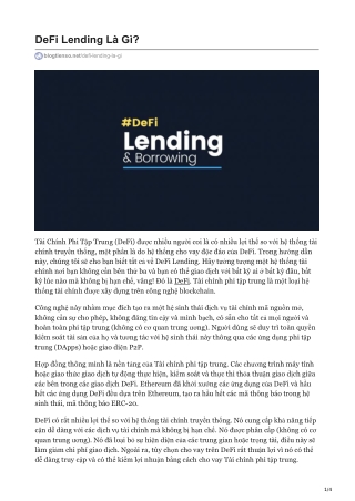 DeFi Lending Là Gì