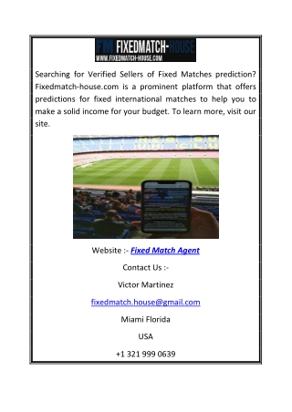 Fixed Match Agent | Fixedmatch-house.com