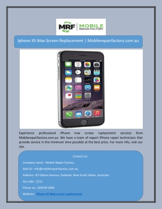 Iphone XS Max Screen Replacement | Mobilerepairfactory.com.au