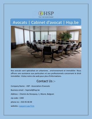 Avocats | Cabinet d'avocat | Hsp.be