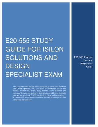 E20-555 Study Guide for Isilon Solutions and Design Specialist Exam