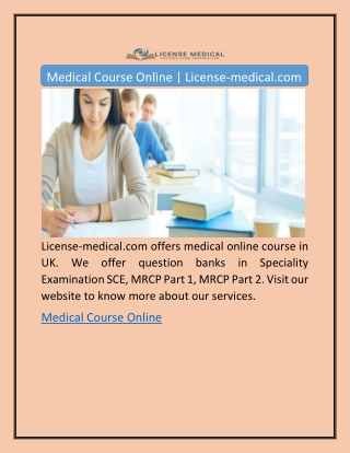 Medical Course Online | License-medical.com