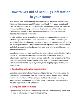 How to Get Rid of Bed Bugs Infestation in your Home