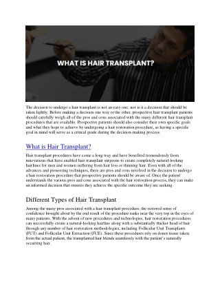 What is Hair Transplant