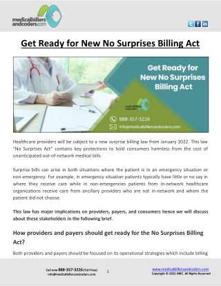 Get Ready for New No Surprises Billing Act