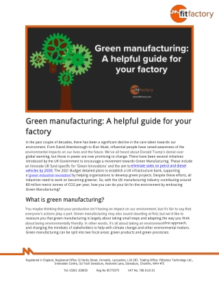 Green Manufacturing A Helpful guide for your factory